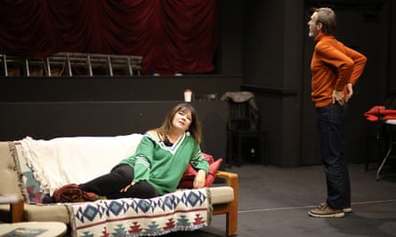Bright, barbed … Josie Lawrence and Joe McGann in rehearsal for Love-Lies-Bleeding.