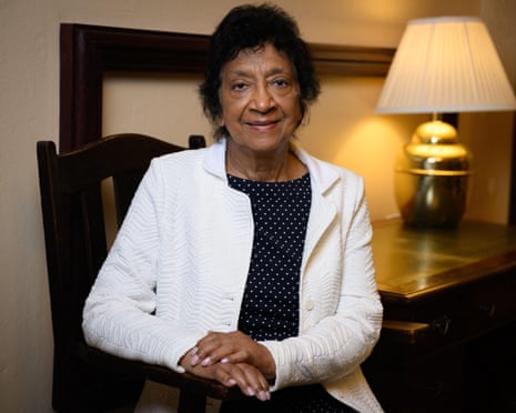 Navi Pillay seated next to a table, in a formal portrait