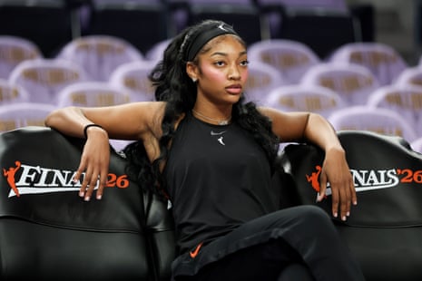 Atlanta’s Angel Reese looks on before Game 1.