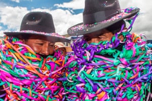 Puno, Peru: Aymara people celebrate the Roscasiri, an ancient event celebrating the change of command of the local authorities