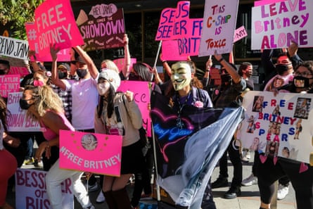 Fans of Britney Spears protest in Los Angeles, California on November 10th.