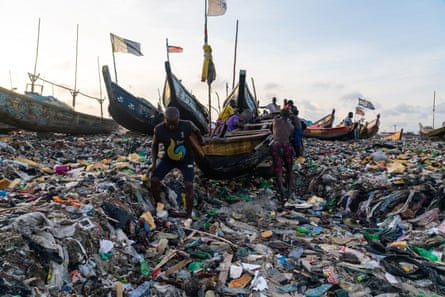 The coastal fishing community of Jamestown in Accra, Ghana, is overwhelmed by plastic and clothes waste.