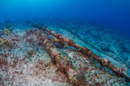 Subsea cables in the Pacific Ocean near Guam.