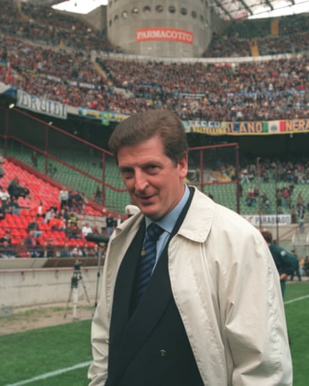Roy Hodgson, aged 47, on the San Siro pitch before his first game in charge of Inter in October 1995.