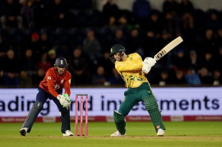 Donovan Ferreira plays a shot for South Africa in Cardiff