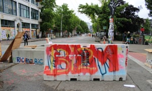 A barricade in Seattle’s the occupied protest zone.