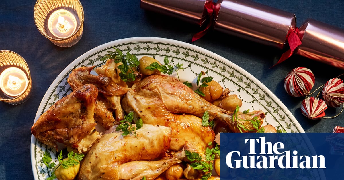 Matthew Ryle’s Christmas roast capon with chestnuts, buttery pommes Anna, and twice-baked cheese souffle – recipe