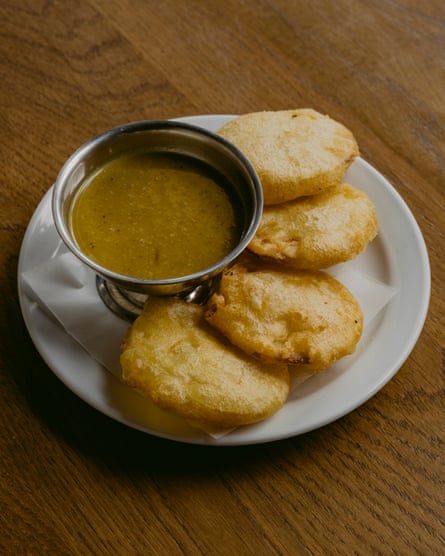 Inis’ potato scallop and chip shop curry sauce.