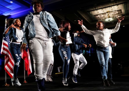 Dancers perform during an election night party in Atlanta