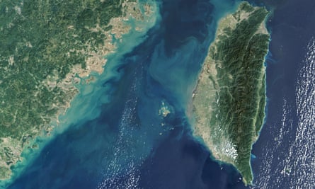 Satellite image of the strait of Taiwan, located between the south-east China and Taiwan