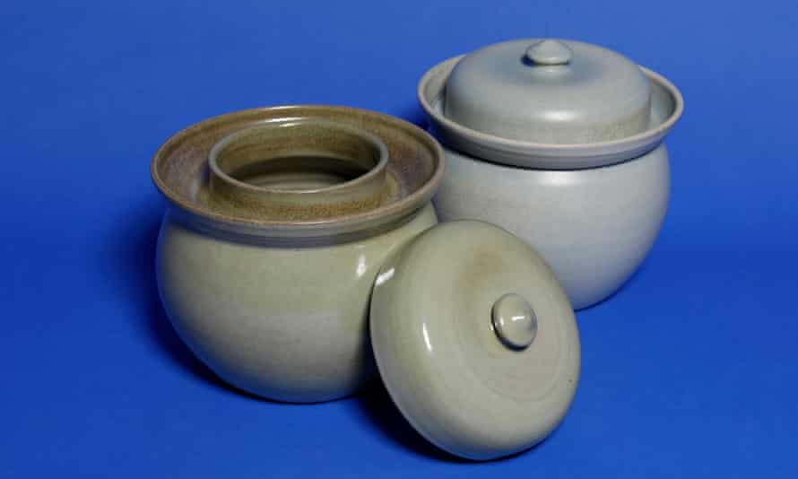 Handmade stoneware fermenting crocks