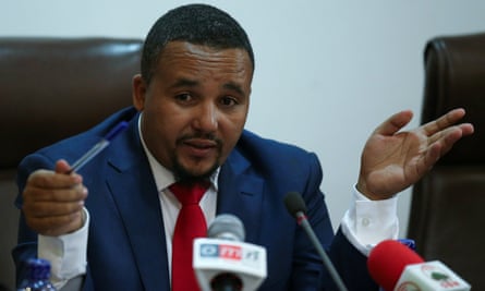 Jawar Mohammed, U.S.-based Oromo activist and leader of the Oromo Protest, addresses a news conference upon arriving in Addis Ababa, Ethiopia August 5, 2018. REUTERS/Tiksa Negeri