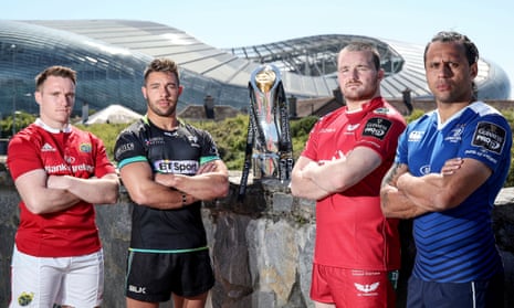 Players from the four Pro12 semifinal teams are pictured at the Aviva Stadium in Dublin earlier this month.