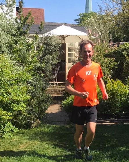 Martin Love runs the marathon in his garden