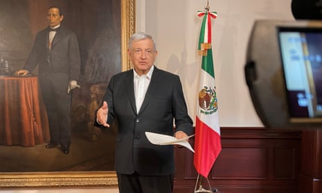 Andres Manuel Lopez Obrador delivering a video statement on Sunday.