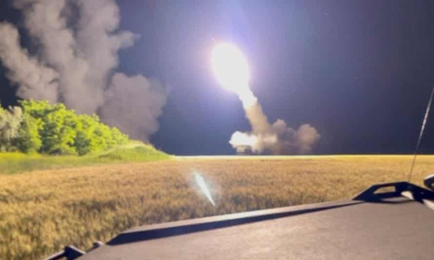 A US-supplied Himars multiple launch rocket system is fired from an undisclosed location in Ukraine