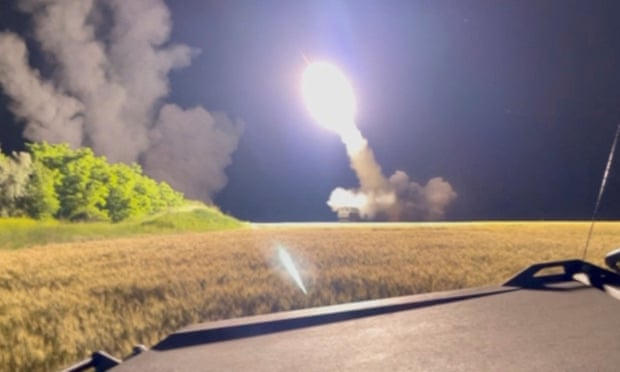 A US-supplied Himars multiple launch rocket system is fired from an undisclosed location in Ukraine