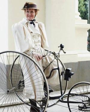 Cecilia taking part in a vintage bike parade