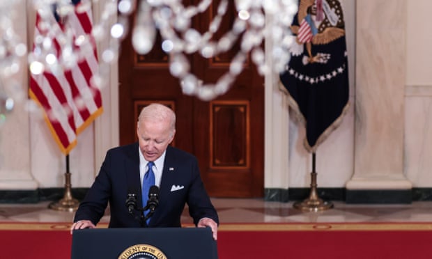 Joe Biden delivers remarks on the Supreme Court decision to overturn Roe v Wade, at the White House in Washington DC Friday.