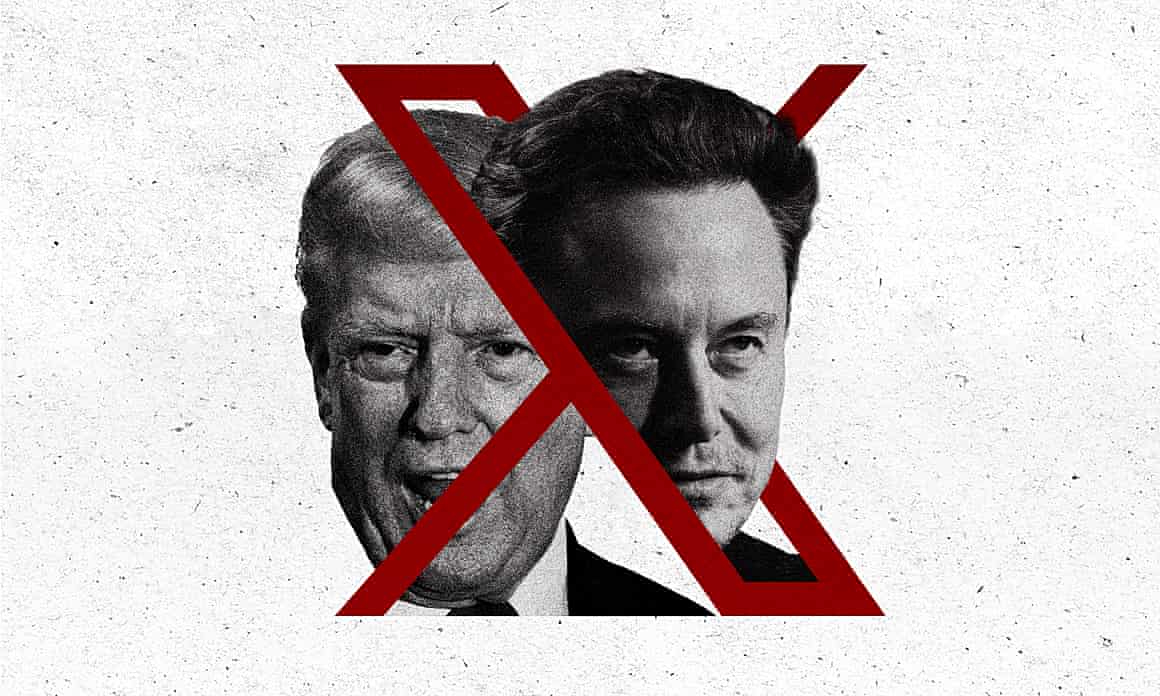 Musk and Trump with an X logo in a composite image