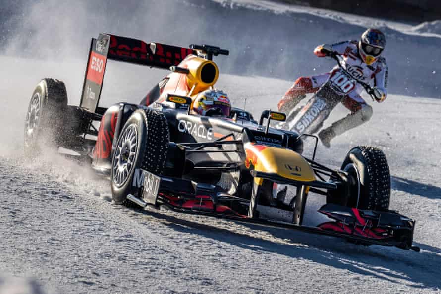 Max Verstappen of the Netherlands and Franky Zorn of Austria during the GP Ice Race in Zell am See, Austria.