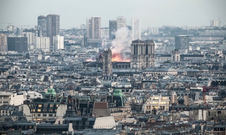 Notre Dame soon after the fire began.