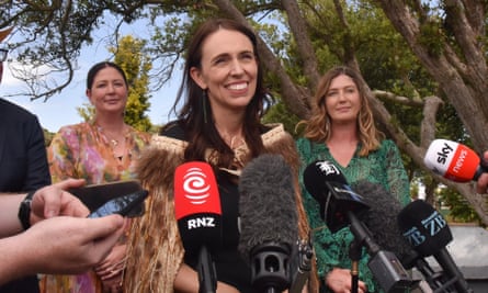 Jacinda Ardern during her final public appearance as New Zealand’s prime minister.