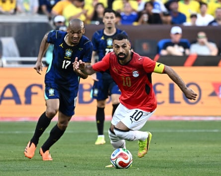 Mohamed Salah played in Egypt’s warm-up match against Brazil earlier this month.