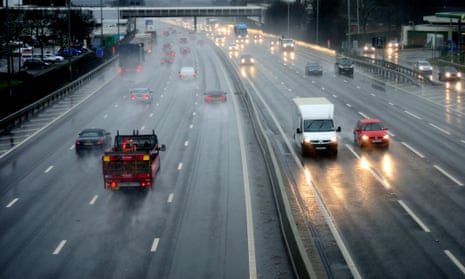 A motorway on a wet day