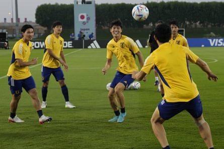 Japan’s players during training.