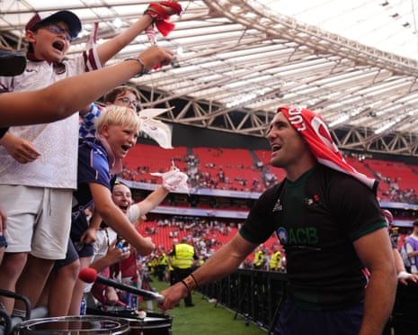 Maxime Lucu celebrates after their victory against Leinster in Bilbao