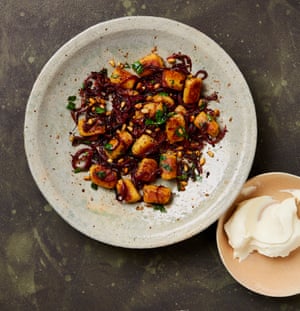 Yotam Ottolenghi’s gnocchi with sumac onions and brown butter pine nuts.