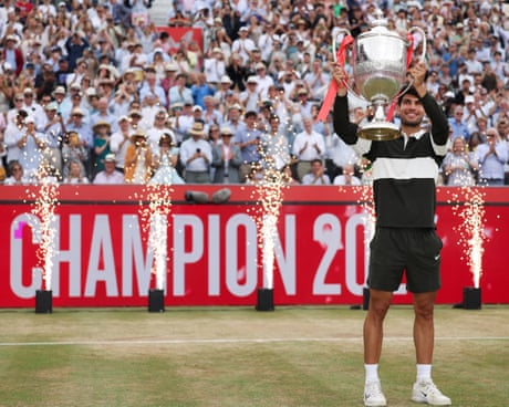 Carlos Alcaraz beats Jiri Lehecka to win Queen’s Club men’s singles title – live