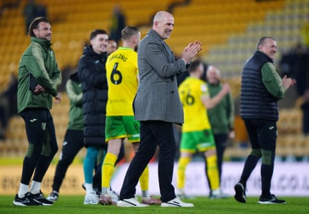 Philippe Clement (centre) has made a swift impact at Norwich