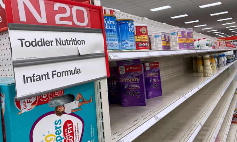 A nearly empty baby formula display shelf is seen at a Target store in Orlando, Florida.