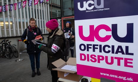 Members of the UCU on the picket line at London College of Communication