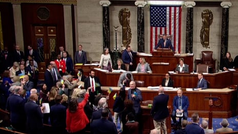 Moment US House approves $61bn military aid package to Ukraine – video