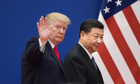 Donald Trump and Xi Jinping leaving a business leaders event at the Great Hall of the People in Beijing last November