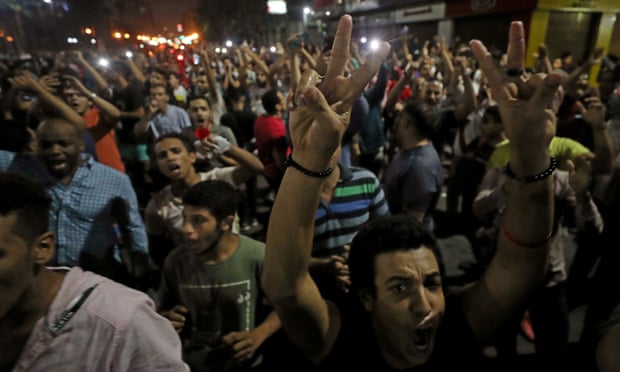 Protesters gather in central Cairo shouting anti-government slogans
