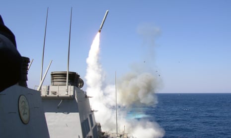 A Tomahawk cruise missile is launched from a US vessel in Iraq.