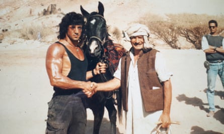 Bronco McLoughlin, right, with Sylvester Stallone during the making of Rambo III
