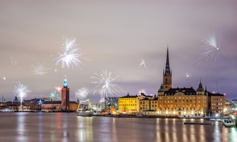 New Year fireworks in Stockholm, Sweden