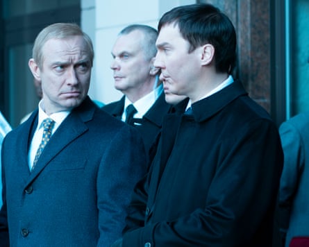 Jude Law and Paul Dano in The Wizard of the Kremlin.