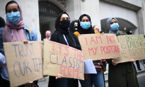 A protest outside the Department of Education on 14 August over the government’s handling of A-level results.