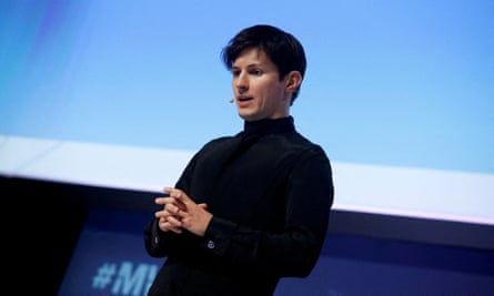 Durov delivering a keynote speech during the Mobile World Congress in Barcelona in 2016.