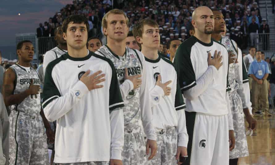 Anthony Ianni alongside teammates for a game on the USS Carl Vinson
