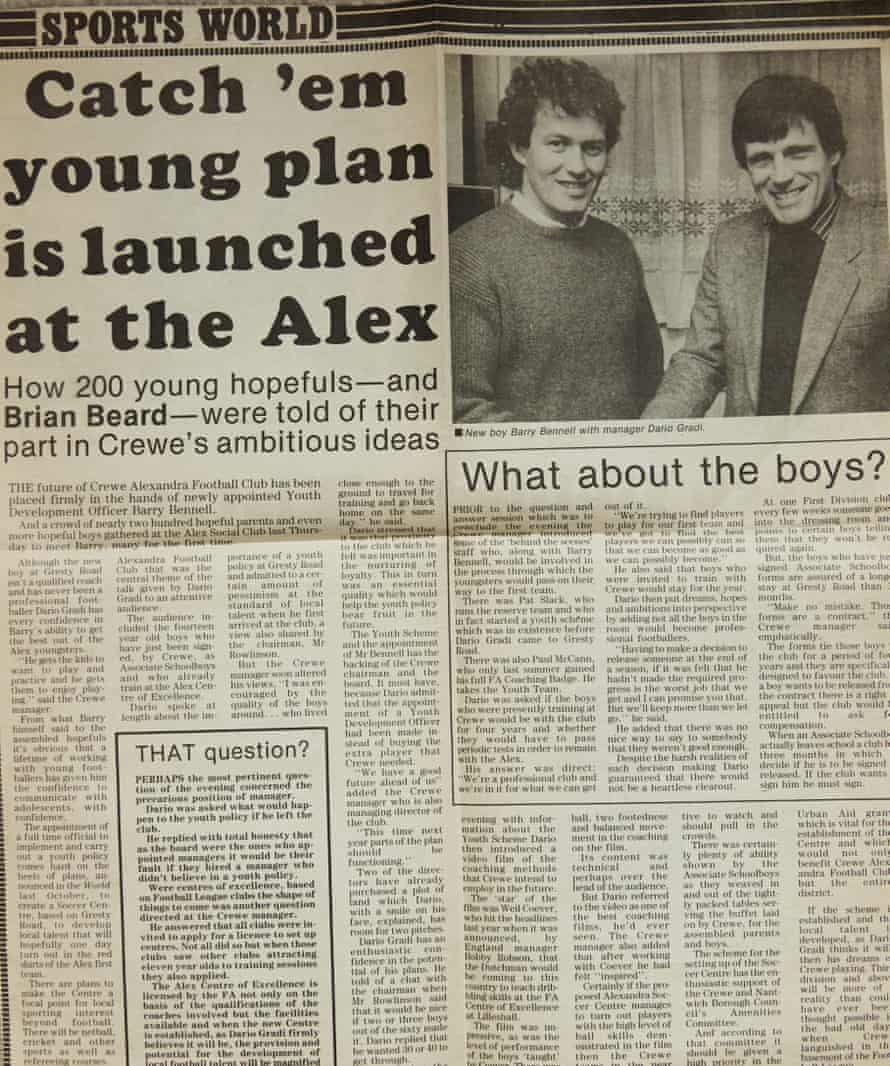 How the Crewe Chronicle reported the hiring of Barry Bennell by the club.
