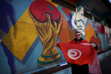 Tunisia fan outside the stadium before the match