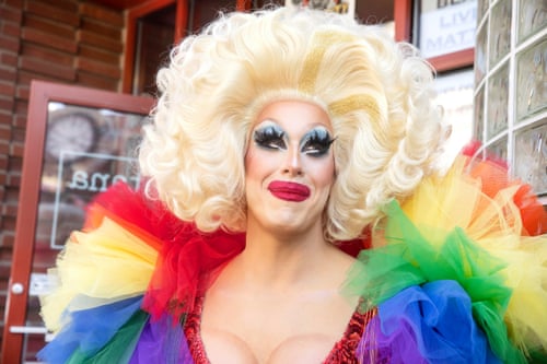 Julie Yard, one of the members of the Mister Sisters drag trio who host children’s story hours dressed as larger-than-life characters.