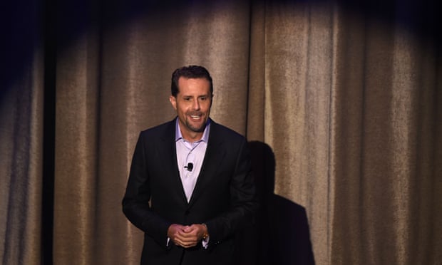 Andrew House, president and CEO of Sony Interactive Entertainment, speaks at the Sony PlayStation E3 press conference at the Shrine Auditorium in Los Angeles.